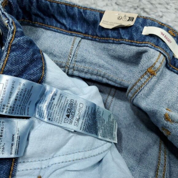 Levi's 94 Baggy Cargo Wide Leg Jeans Dark Wash Blue Y2K Size 33x32 Loose 90s - Picture 8 of 12